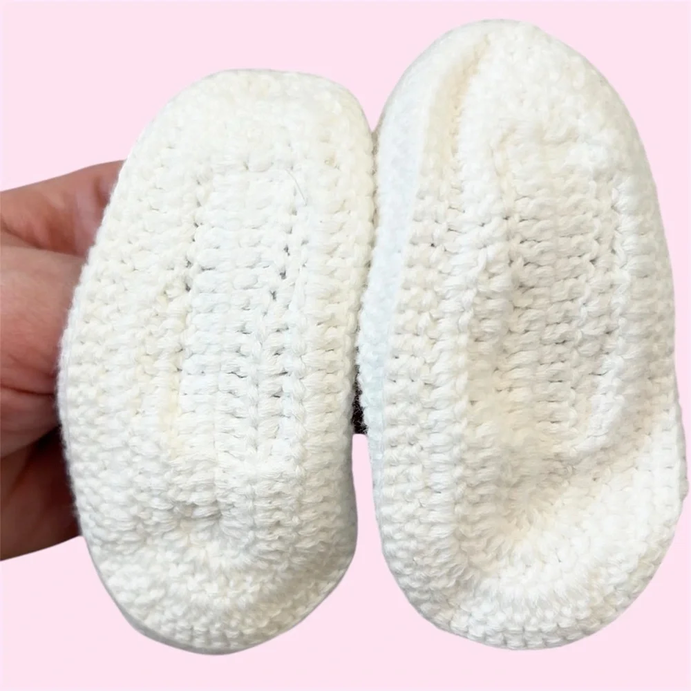 Anthropologie Albetta Bunny Rabbit Crochet Slippers Shoes, Spring Socks White